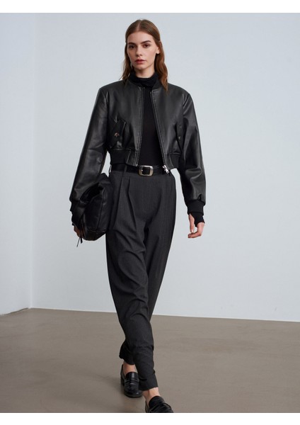 72222 Paçası Düğme Detaylı Kumaş Pantolon-Antrasit modelleri