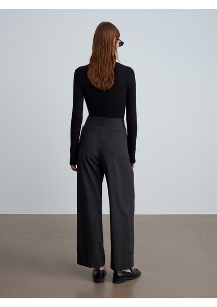 72222 Paçası Düğme Detaylı Kumaş Pantolon-Antrasit indirimleri