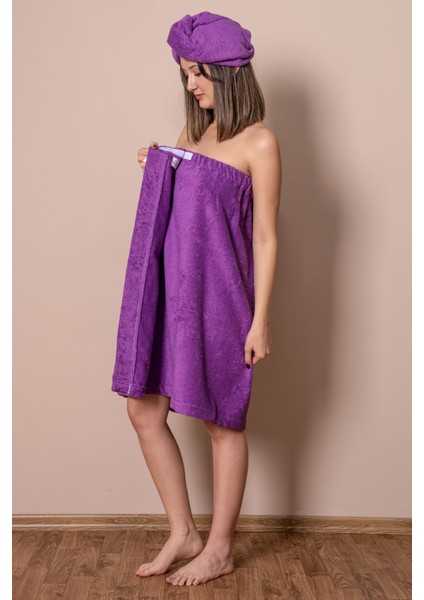 Sauna Seti – Çıtçıtlı Banyo Havlusu & Düğmeli Baş Havlusu (Bone) fırsatları