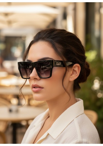 Comcarrox-K Kadın Siyah Güneş Gözlüğü Büyük Lensli UV400 Cr-39 Lens