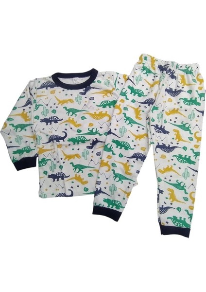 Erkek Çocuk Dinazor Desenli%100 Pamuklu Pijama Takımı 1/8 Yaş fiyatları