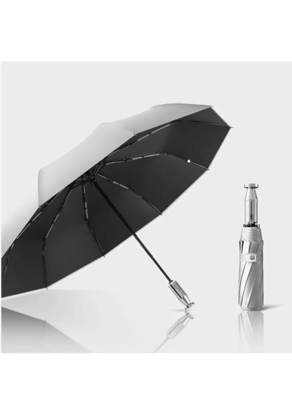 Şık ve Dayanıklı Gümüş Renkli Şemsiye, Tarzınıza Zarif Dokunuş Sağlar