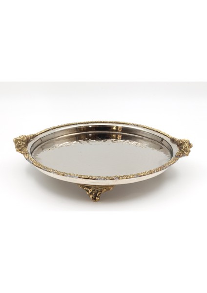 Gümüş Kaplama Bakır Çiçekli Tepsi fiyatları