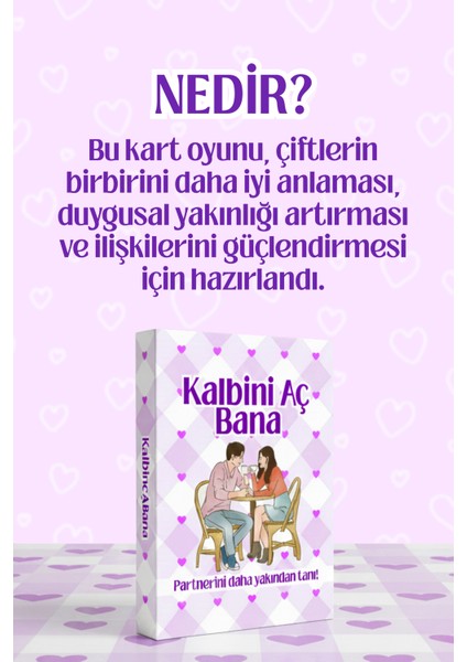 Kalbini Aç Bana – Çiftler Için Soru Kartları – Konuşma Kartı – 100 Soru – Derin Iletişim modelleri