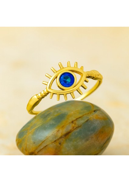 14 Ayar Altın Mavi Safir Göz Yüzük fiyatları