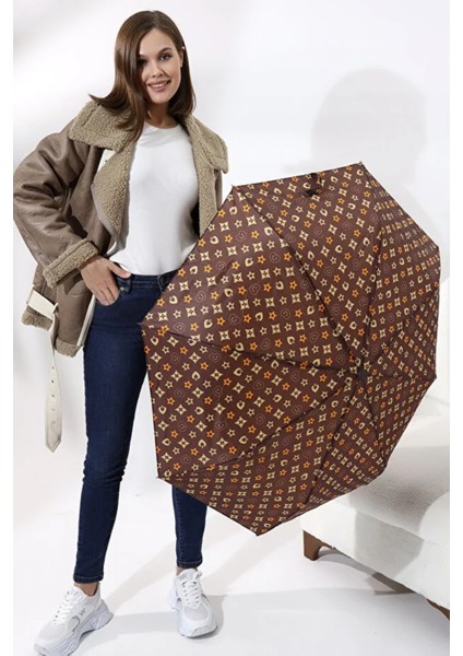 Kahverengi Fiber Tel Kılıflı Otomatik Şemsiye, Unisex, Kaliteli ve Şık Tasarım modelleri