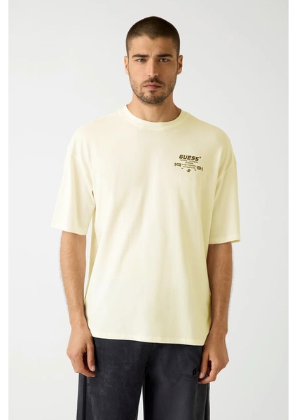 Eldrin Erkek Bej Aktif Modal Karışımlı Oversize Fit T-Shirt Z5BI01JR06K-G9D0