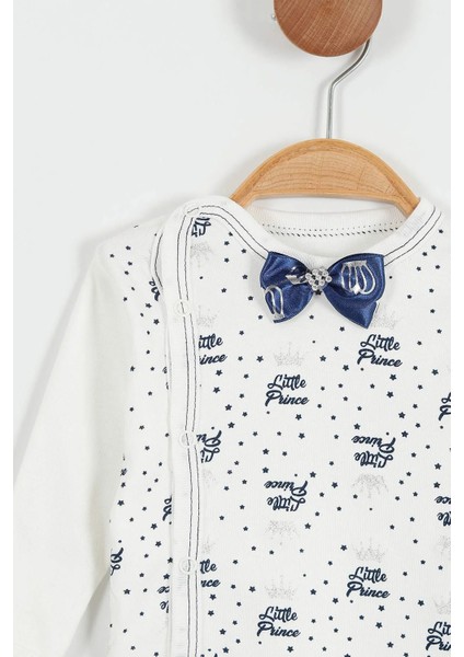 Yeni Doğan Papyon'lu Prens Nakisli Hastane Çıkışı 4'lü Zıbın Takımı - Lacivert modelleri