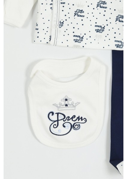 Yeni Doğan Papyon'lu Prens Nakisli Hastane Çıkışı 4'lü Zıbın Takımı - Lacivert indirimleri