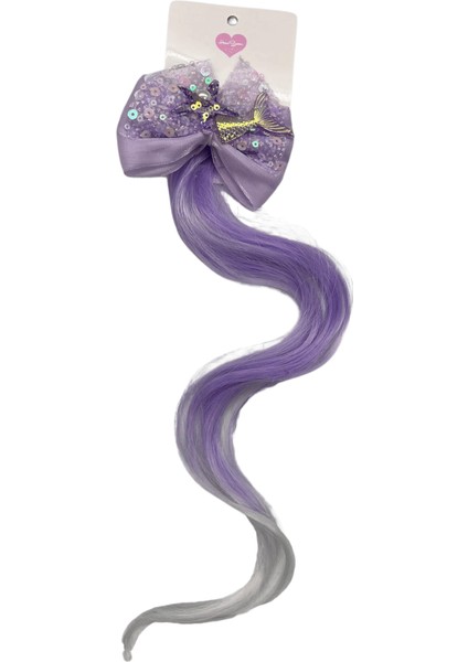 Peruk Saç Tokalı Uzun Deniz Kızı Modeli Pullu Mor-Lila Çıtçıtlı Toka 38CM modelleri