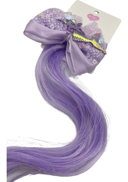 Peruk Saç Tokalı Uzun Deniz Kızı Modeli Pullu Mor-Lila Çıtçıtlı Toka 38CM fırsatları