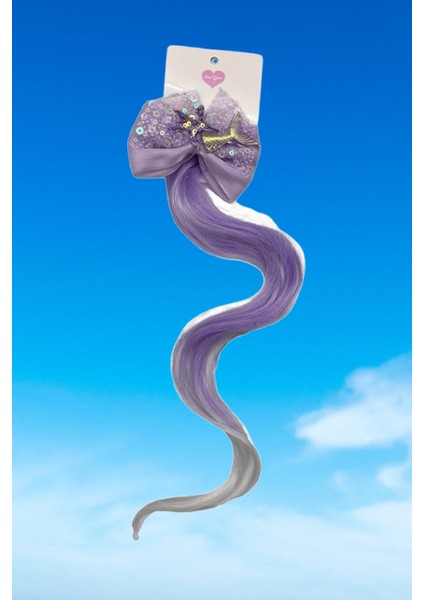 Peruk Saç Tokalı Uzun Deniz Kızı Modeli Pullu Mor-Lila Çıtçıtlı Toka 38CM indirimleri