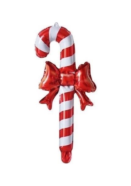 Yılbaşı Folyo Balon Baston Şeker Kurdeleli Dekor Süs 56X27CM