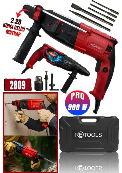 Bordo 900W 2.28 Kırıcı Delici Matkap
