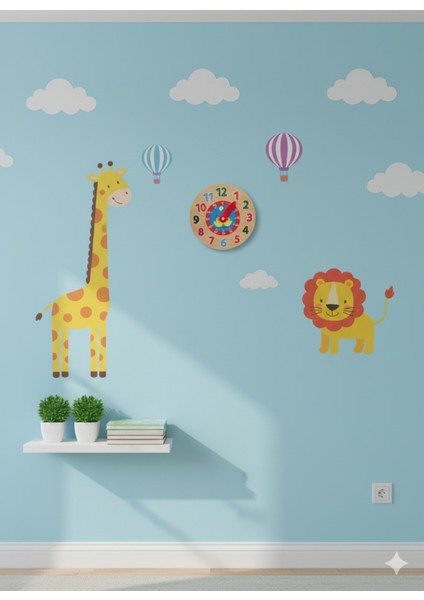 Kahverengi Ahşap Oyuncak Saat, Doğal ve Şık Çocuk Oyuncağı