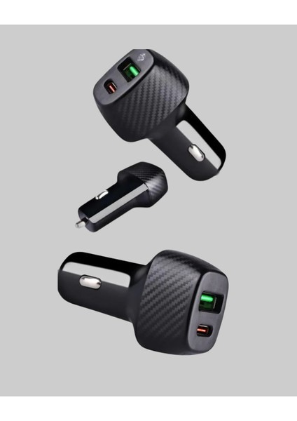 Araç Tipi Hızlı Şarj Adaptörü Type-C Pd USB Çift Port Kompakt - SB001M-47Y2R6 fırsatları