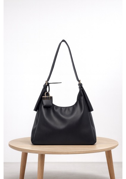 Kadın Siyah Omuz ve Kol Çantası Büyük Hobo Model Günlük Şık Çanta NEWPOLO380