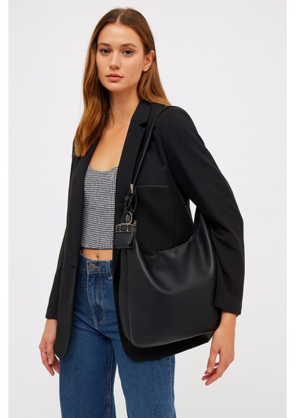 Kadın Siyah Omuz ve Kol Çantası Büyük Hobo Model Günlük Şık Çanta NEWPOLO380