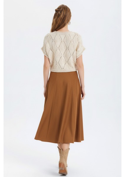 Süet A Kesim Midi Etek Karamel indirimleri