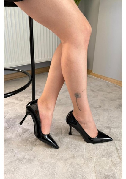 Kadın Adel Siyah Rugan 7 cm Ince Topuklu Stiletto modelleri