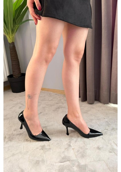 Kadın Adel Siyah Rugan 7 cm Ince Topuklu Stiletto fırsatları