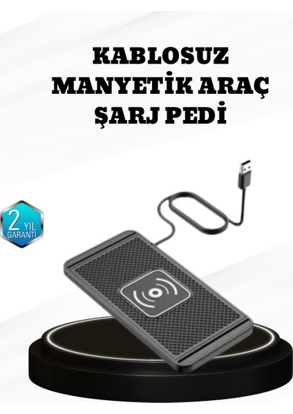15W Manyetik Kablosuz Şarj Pedi Araç Masa Kullanımına Uygun Qi Şarj Cihazı - SB001M-47Y7R1