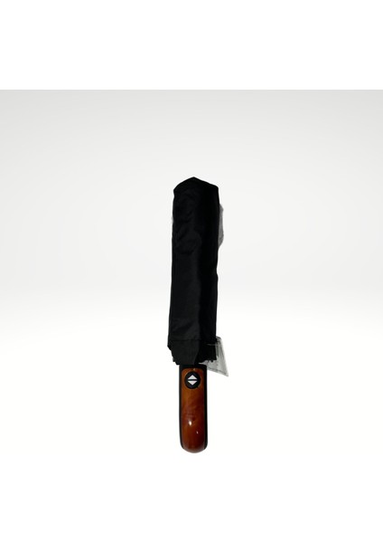 Uv Korumalı Otomatik 10 Telli Şemsiye, Rüzgar Dayanıklı, Şık Ahşap Saplı, Siyah Renk fiyatları