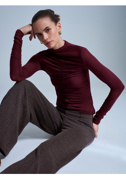 71934 Dikiş Detaylı Geniş Paça Pantolon-Kahve M. fiyatları