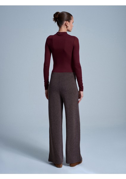 71934 Dikiş Detaylı Geniş Paça Pantolon-Kahve M. indirimleri