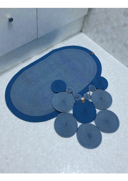 Banyo Paspas Seti 2'li Oval Model (60X100 ve 51X60 Cm) | Modern Tarz Hasır Görünümlü