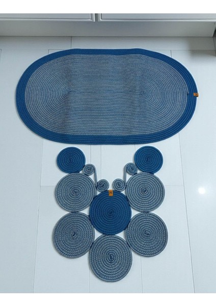 Banyo Paspas Seti 2'li Oval Model (60X100 ve 51X60 Cm) | Modern Tarz Hasır Görünümlü indirimleri