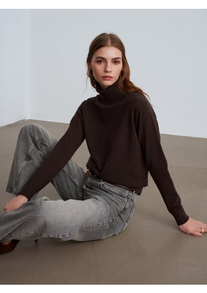 10848 %100 Kaşmir Balıkçı Yaka Kazak-Kahve M. fiyatları