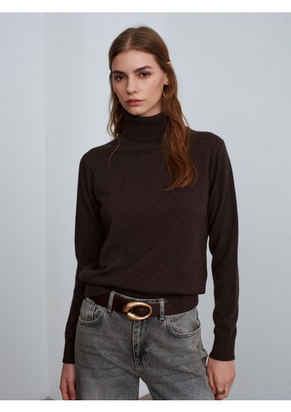 10848 %100 Kaşmir Balıkçı Yaka Kazak-Kahve M. modelleri