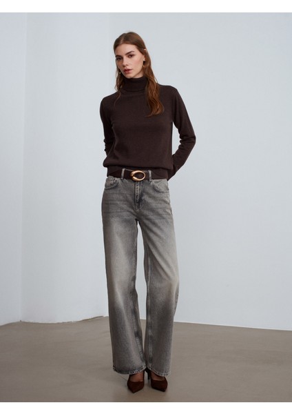 10848 %100 Kaşmir Balıkçı Yaka Kazak-Kahve M. indirimleri