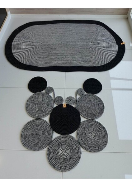 Banyo Paspas Seti 2'li Oval Model (60X100 ve 51X60 Cm) | Modern Tarz Hasır Görünümlü fırsatları