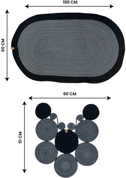 Banyo Paspas Seti 2'li Oval Model (60X100 ve 51X60 Cm) | Modern Tarz Hasır Görünümlü indirimleri