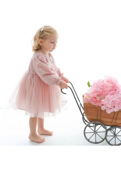 Lenora Prenses Model Tül Fiyonk Detaylı Uzun Kollu Etekli Elbise modelleri