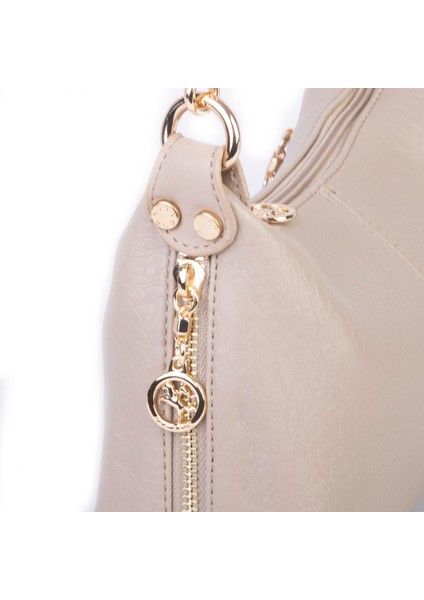 1469 Kadın Mini Omuz ve Çapraz Çanta Örgülü Askılı (En: 23 cm , Boy: 14 Cm) Kum modelleri