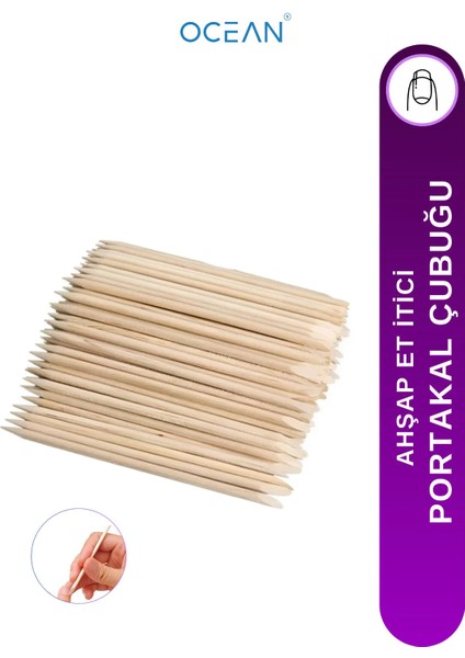 Portakal Çubuğu Ahşap Et Itici 100'LÜ Manikür Çubuğu