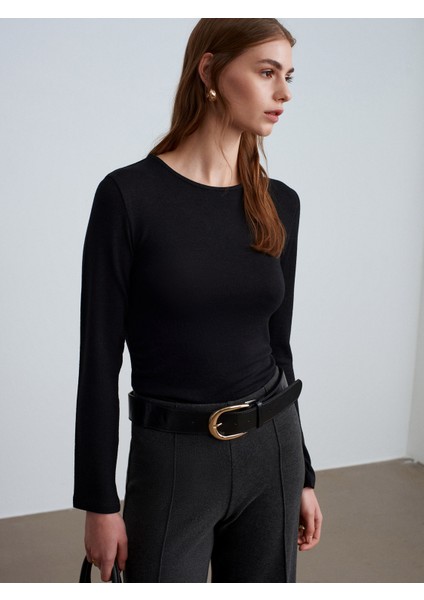 32194 Uzun Kollu Büzgülü Top-Siyah fiyatları