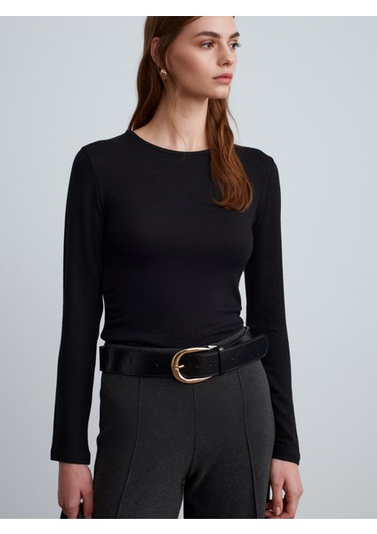 32194 Uzun Kollu Büzgülü Top-Siyah fırsatları