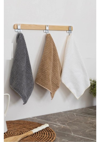 Mikrofiber 3 Lü Temizlik Bezi 30X30 cm Füme Krem Bej