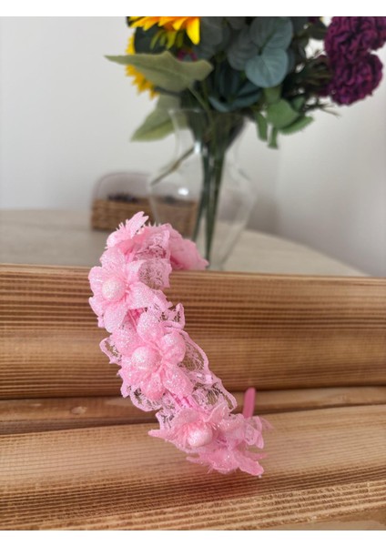 El Yapımı Çiçekli Taç Pembe fiyatları