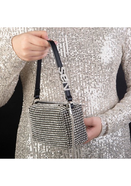 951 Kadın Taşlı Abiye Omuz Çantası Gümüş indirimleri