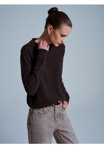 10847 %100 Kaşmir Bisiklet Yaka Kazak-Kahve M. fiyatları