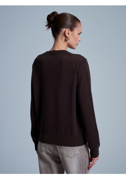 10847 %100 Kaşmir Bisiklet Yaka Kazak-Kahve M. modelleri