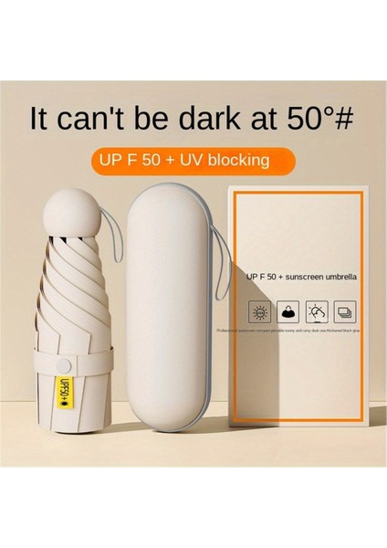 Şemsiye, 6 Telli Mini Cepboy, Kapsüllü, Bej Renk, Kompakt ve Şık Tasarım modelleri