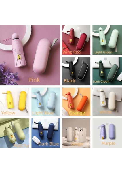 Şemsiye, 6 Telli Mini Cepboy, Kapsüllü, Bej Renk, Kompakt ve Şık Tasarım