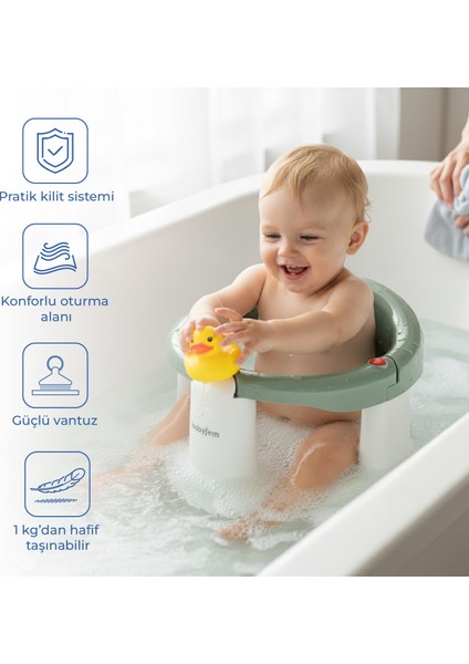 Önden Açılır Banyo & Mama Oturağı Soft Yeşil