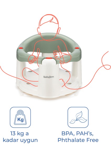 Önden Açılır Banyo & Mama Oturağı Soft Yeşil